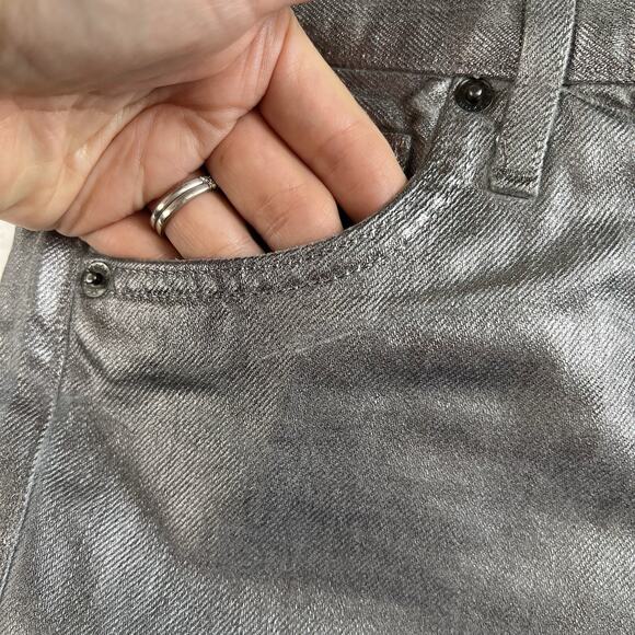 Veronica Beard Sz 23 Daniela Metallic Straight Leg Jean in Light Gunmetal Grunge - Picture 7 of 16